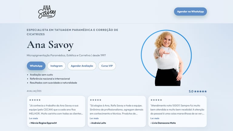 Site Ana Savoy – micropigmentação